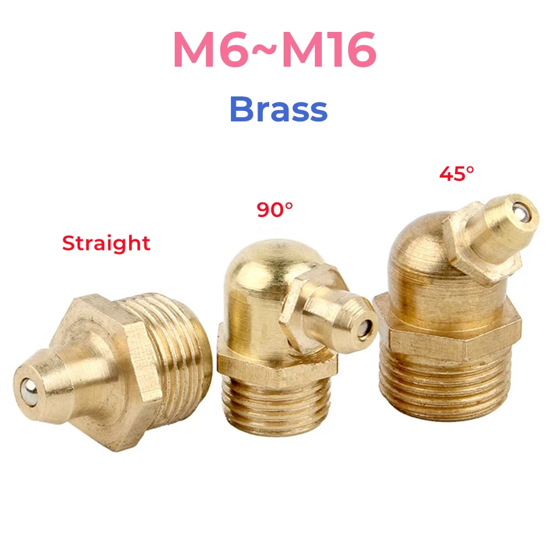 BrassMaleThreadGreaseZerkNippleOilMouthM6M8M10M12M14M16