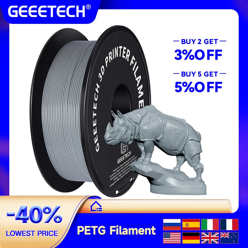 GEEETECH 1kg 1.75mm 1KG(2.2LBS) Pure PETG, 3D Printer Filament, Vacuum Packaging,Tangle-Free, 3d printing materials jayo sunlu neatly wound petg filament 3d printer filament 1 75mm 1kg 3d printing materials fit most fdm 3d printers