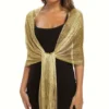 Fashion Bright Silk Sunscreen Shawl Hijab Gold Silver Shiny Scarves For Women Lace Tassel Party Evening Dress Scarf 1