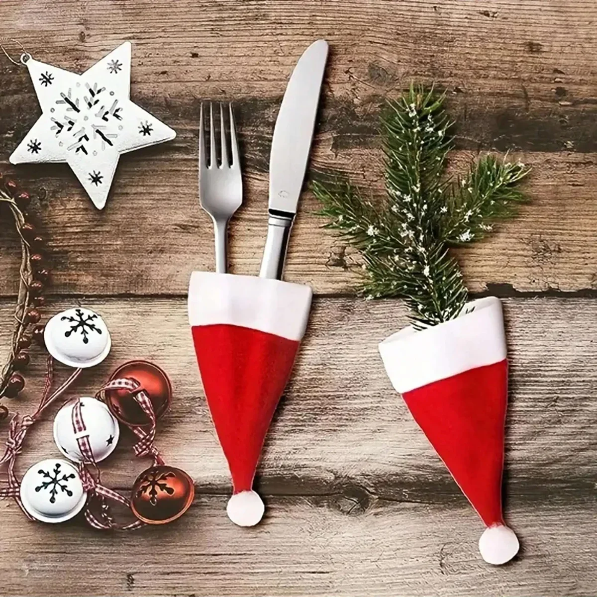 5pcs Merry Christmas Decoration Tableware Bag Rack