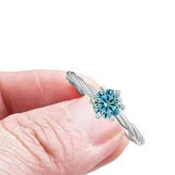 Blue Moissanite Ring in 925 Sterling Silver - VVS Clarity - Perfect for Daily Wear and Engagement Gift (19 - 12 - Rblue - 1ct)