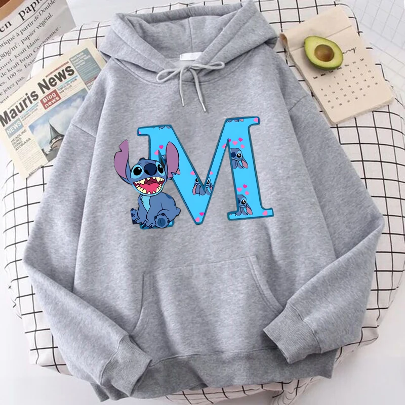 Cute Kawaii Disney Lilo & Stitch 26 English Letters Print Hoodie Y2K Hoody Sweatshirts Women's Winter Hoodies Couple Streetwear 3