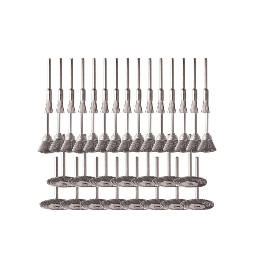 

45 Pieces Mini Wire Brush Steel Rust Removal 1 8inch Shank Wheel Jade