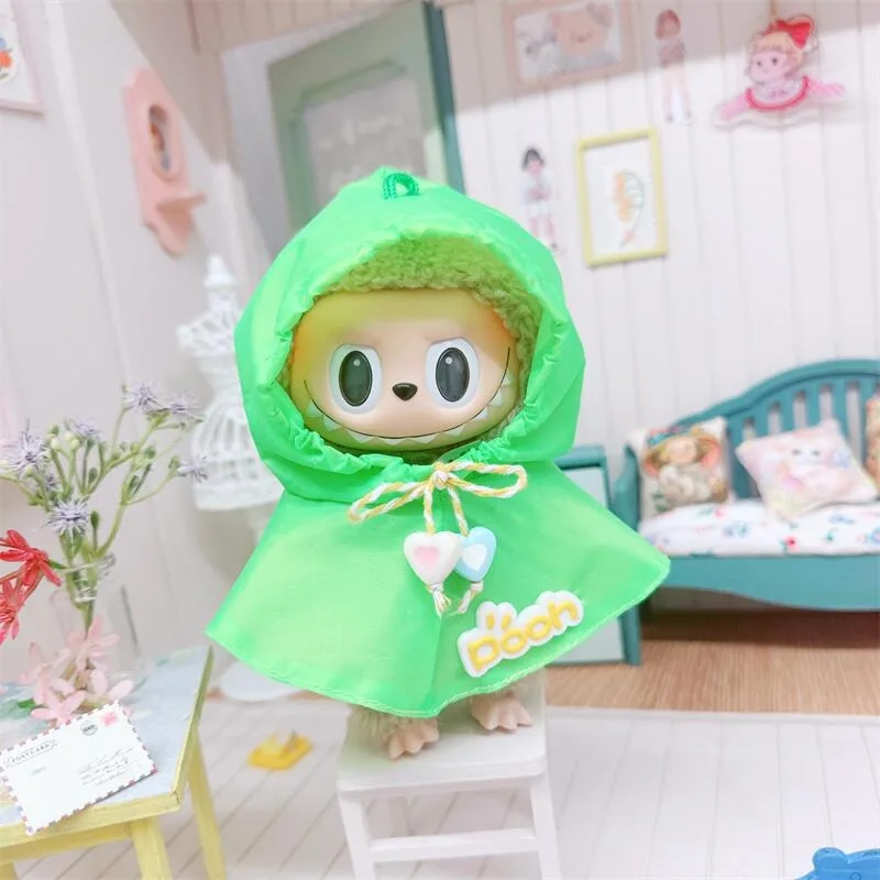 1PC 17cm Labubu Clothes Cute Mini Plush Doll's Outfit Accessories Jumpsuit Hooded Sweater Poncho for Labubu Dolls Fans Gift 3