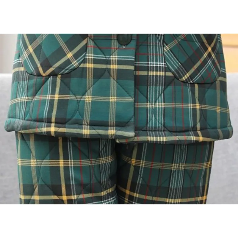 2024 New Middle Aged Mother's Cotton Pajamas Women's Winter Three-layer Thickened Sleepwear Cotton Set Large Size Warm Homewear