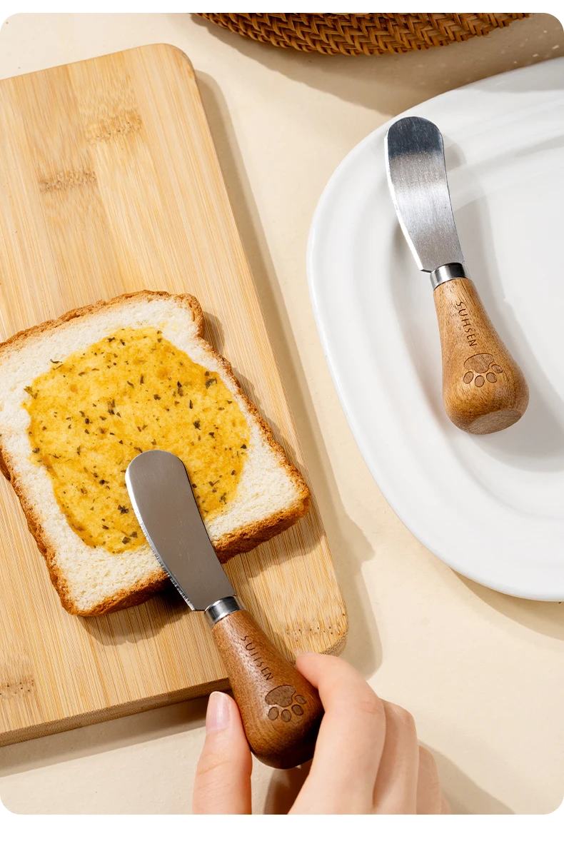 Description Picture 5 of itemZackoo Multipurpose Butter Knife with Wood Handle Stainless Steel Toast Spreader for Dessert Jam Cream Cheese Cutter Baking Tool