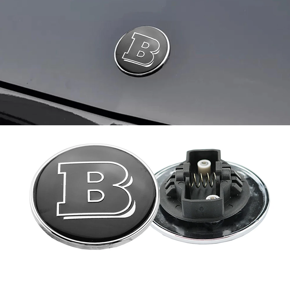 57mm For BRABUS Hood B Emblem Logo Insignia Badge Sticker For Mercedes Benz  W124 W140 W163 W202 W203 W204 W205 W210 W211 GLA CLA