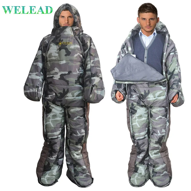 

Спальный мешок Welead в форме мамы, толстый Камуфляжный, для кемпинга, подходит для использования на открытом воздухе, зимняя палатка, для походов,-5 ℃