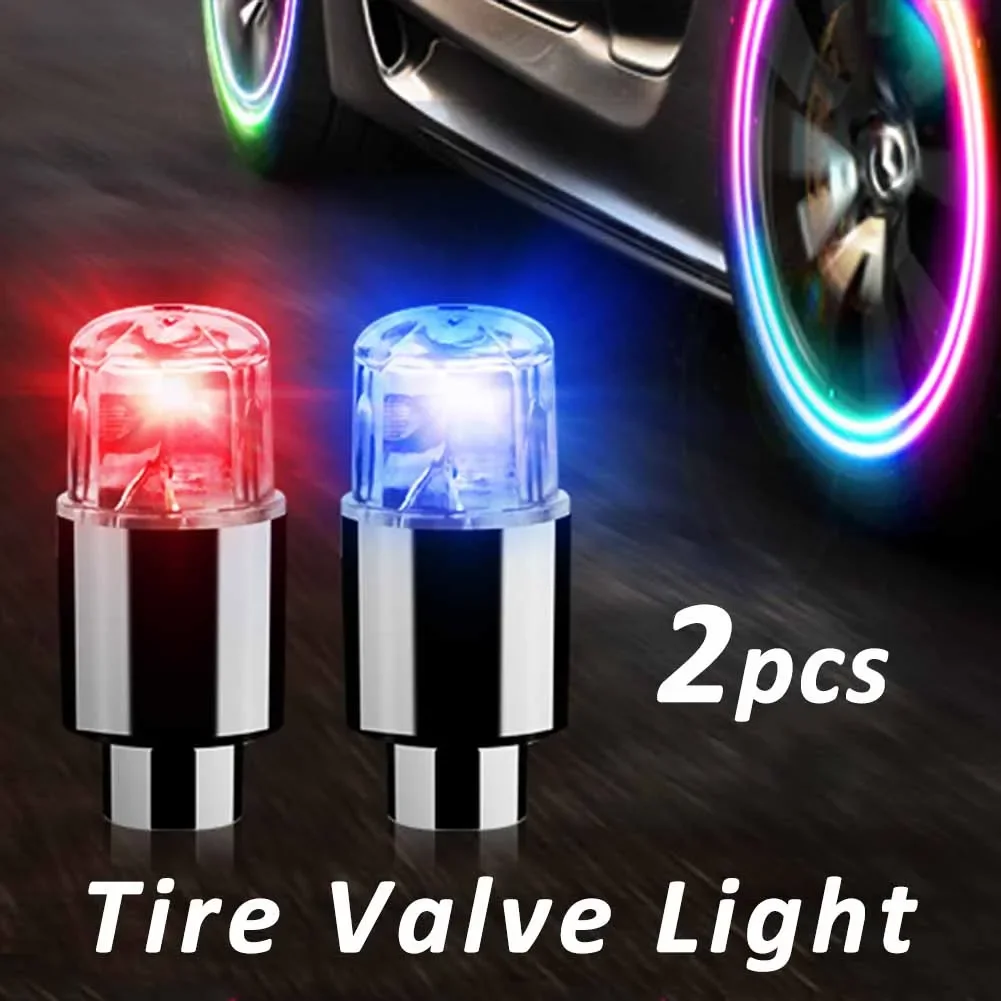 2Pcs Bicycle Tire Valve Cap Lights Durable Tire Lights for Car Air Valve Caps with Lights for Motorcycles BIke