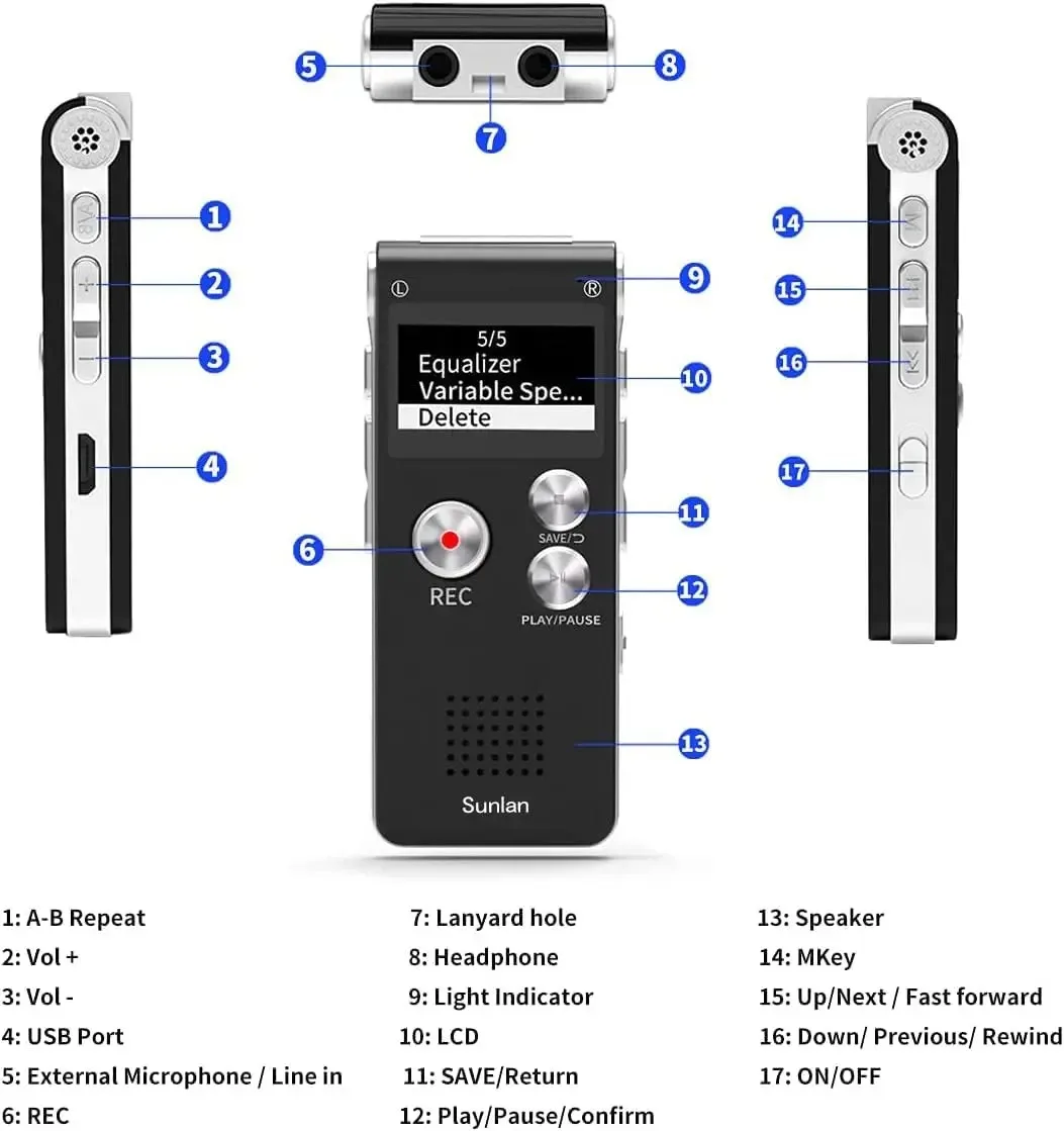 8GB New Voice Recorder Portable MP3 Player Mini Sound Audio Recorder Professional Mini USB Flash Drive Recording Dictaphone