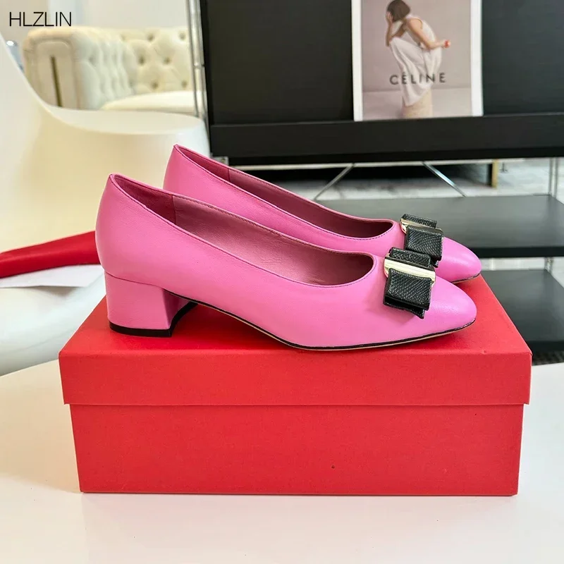 Double C  Xiaoxiang Chain Fabric Head Chunky High Heel Cream Lambskin