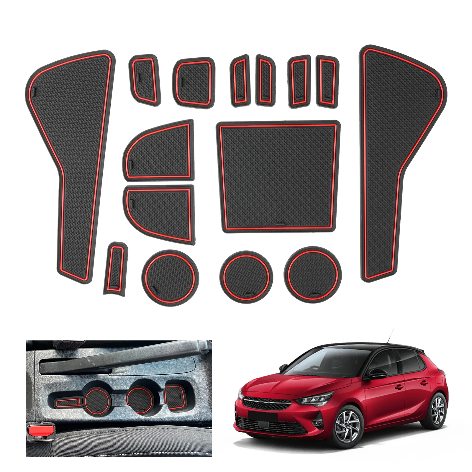 GAFAT Renaul-t Clio 5 (Frein Électronique) 2020-2024 2025 Tapis Antidérapants En Caoutchouc, Tapis Console Centrale, Accoudoir, Couture De Porte, Compatible Avec Renault Clio 5 Accessoires (Bleu