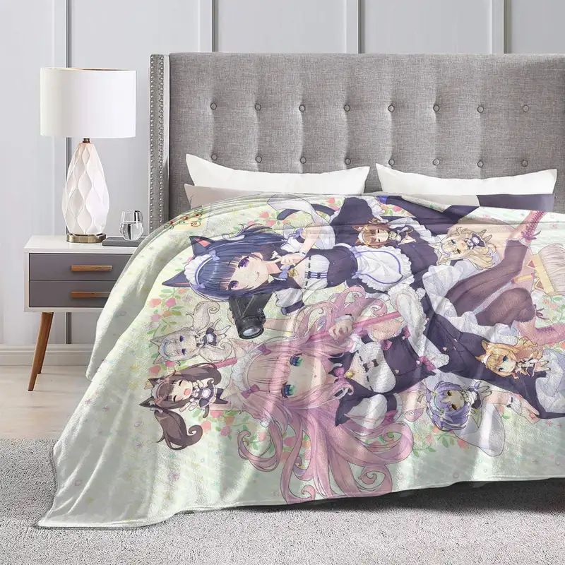 Shigure Minaduki and Fraise Nekopara Anime Blanket  Flannel Funny Soft Throw Blankets for Bed Sofa Autumn/Winter - Image 6