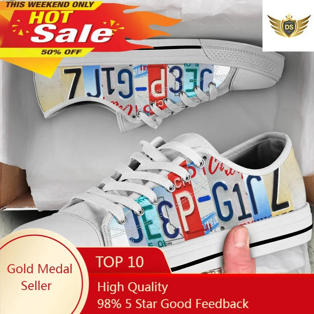 License Plate Girl Sports Shoes Women's New Large Size Lace-up Low-top European And American Casual Sports Shoes Women