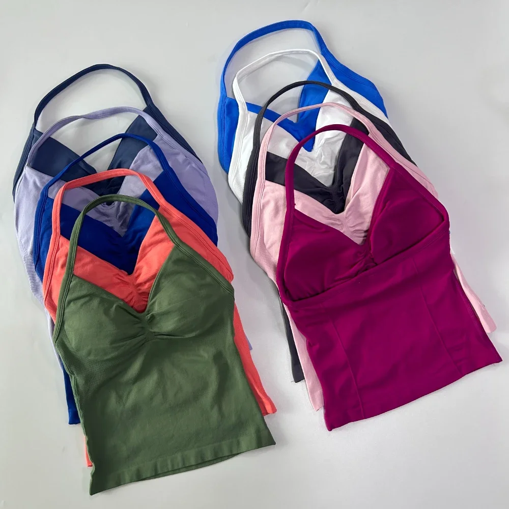 2 Pieces Sports set Workout Clothes Shorts Sets Gym Strappy Top Scrunch Shorts Yoga Clothing Gym Set