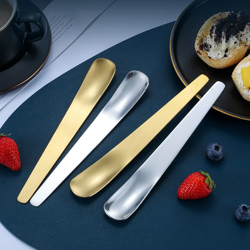 

Stainless Steel Dessert Spoon Silver Golden Coffee Dessert Ice Cream Spoon Long Handle Flavoring Spoons Kitchen Accessories 19cm