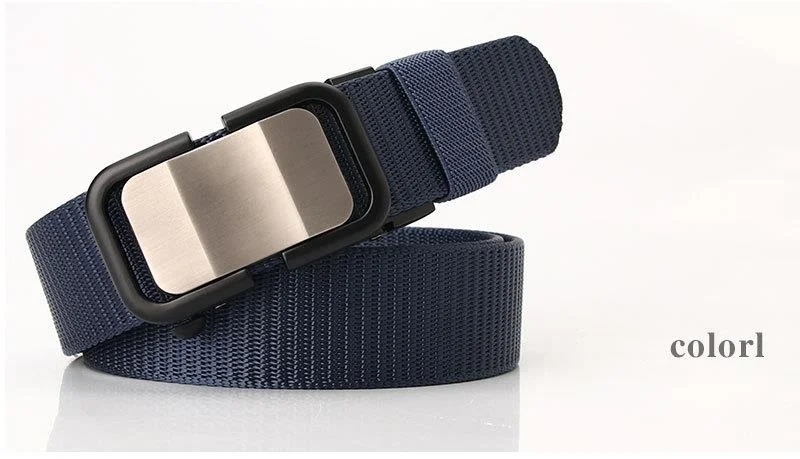 New Nylon Belt with Toothless Automatic Buckle for Men's Casual Versatile Belt, Unisex and Youth Fashion Style_voghion.com