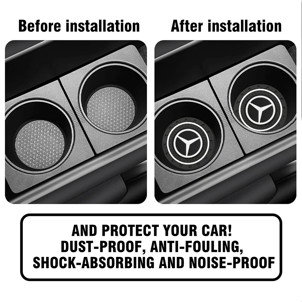 Car Water Cup Pad Car Coaster Anti-Slip Drink Holder Mat For Mercedes Benz AMG W177 W176 X166 X167 C257 C218 X253 C118 C117 H247 cup holder coasters car non slip mat car dashboard mat non slip dash mat cup holder inserts car coaster pads cup holder insert