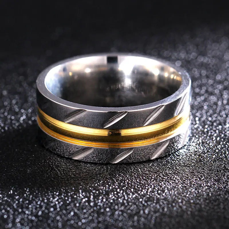 MOREDEAR 8MM Titanium Rings for Men and Women Birthday Gift triangular pattern discredit Ring 