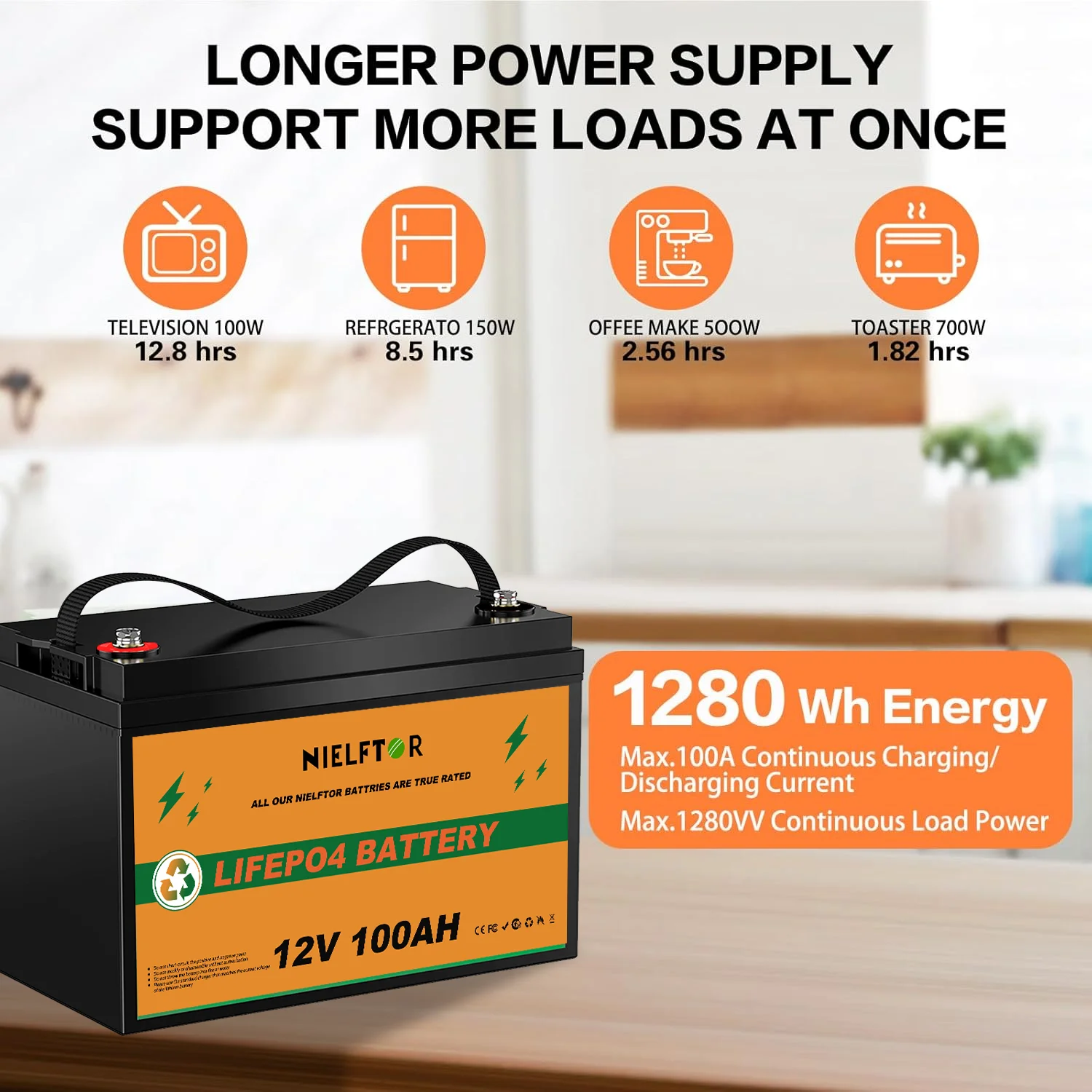 NIELFTOR New 12V 24v 48v 100AH 200AH 300ah LiFePO4 Battery 12V 24v Lithium Iron Phosphate Batteries RV Solar Camping free tax 4