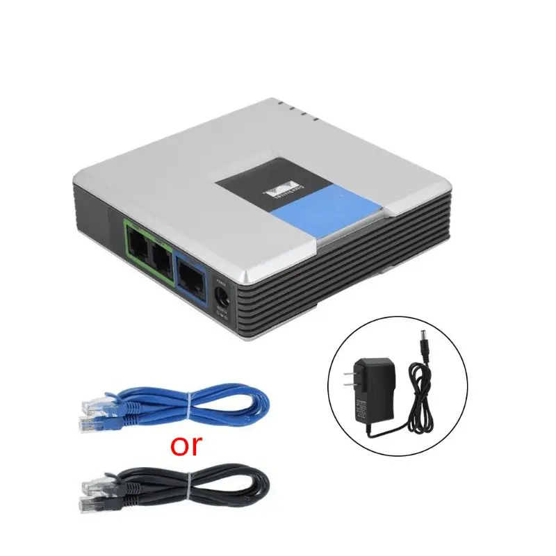 1Set VOIP for Gateway 2 Ports SIP V2 Internet Phone Voice Adapter with Cable