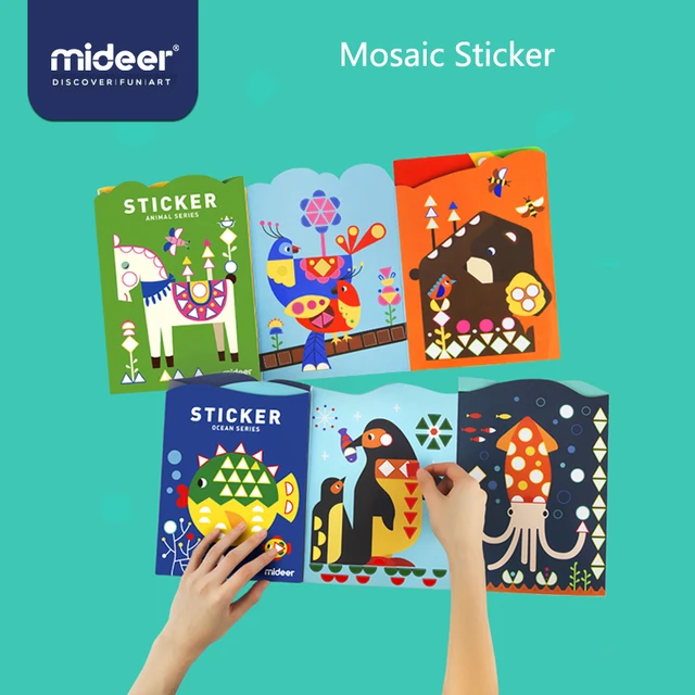 Mideer Baby Sticker Toys 3Y+ Creative Geometric Observed 105CM Mosaic Imagine Animals&Ocean Art Decoration DIY Sticker Painting