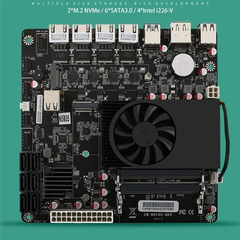 산업용 NAS 마더보드, 저전력 프로세서, 4 코어, 4 스레드, 4x2.5G, i225 네트워크, 2 M.2 슬롯, 6x SATA DP HD, N5105