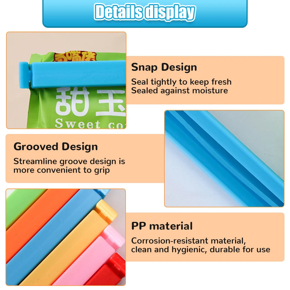 10Pcs Food Sealing Clips Set Bag Clips Portable Kitchen Storage Food Snack Seal Sealing Sealer Clamp Plastic 7/9/11cm Bread Bag Clips Kitchen Bag Clips Sealing Clips Storage Bag Clips Bag Clips