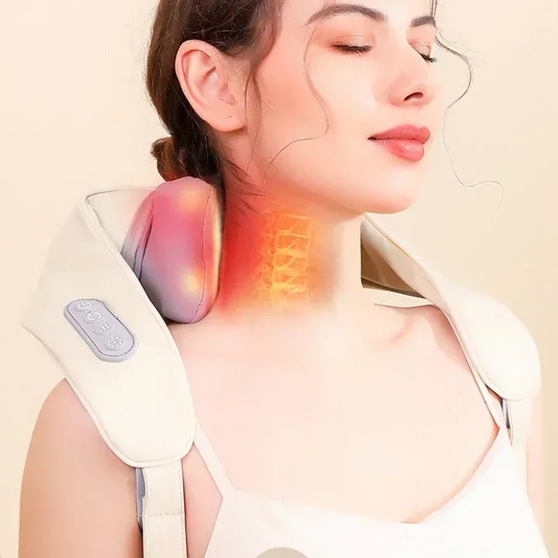 Neck Shoulder Massager Deep Tissue Shiatsu Back Massagers with Heat for Pain Relief Electric Kneading Squeeze Muscles Massage