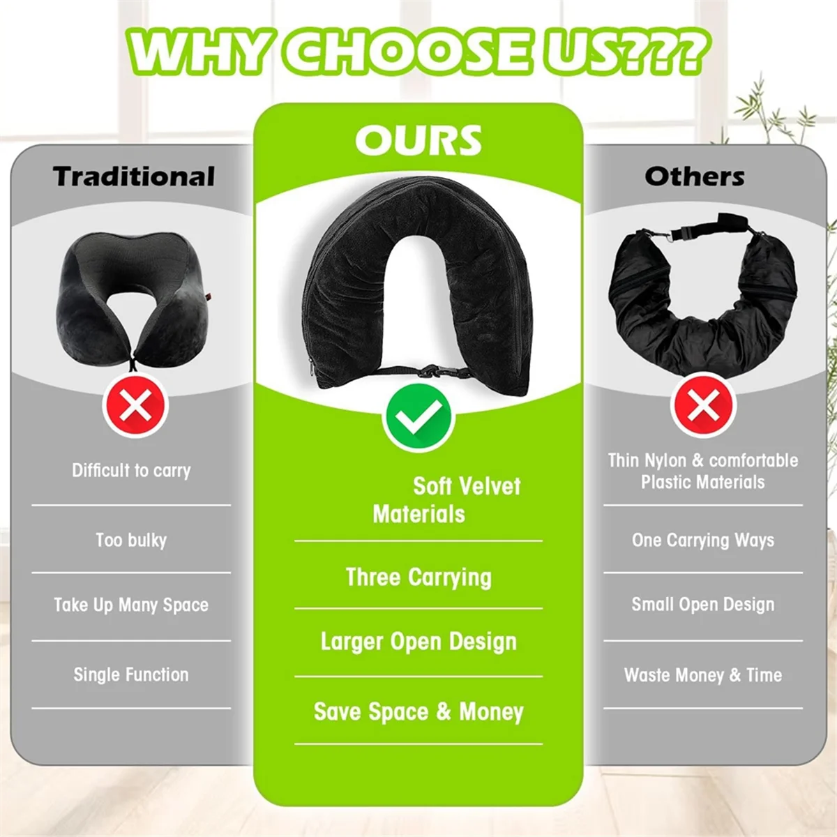 Travel Neck Pillow Stuffable with Clothes,Stuffable Neck Pillow for Traveling,Fillable Neck Pillow Extra Storage Black 5