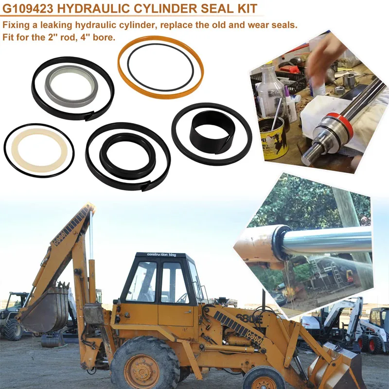 1543273C1/G109423/G105545 Hydraulic Cylinder Seal Kit (for Rod Size: 2'', Bore Size: 4'') & Case 450 455 1286 1450 1450 1550 Etc