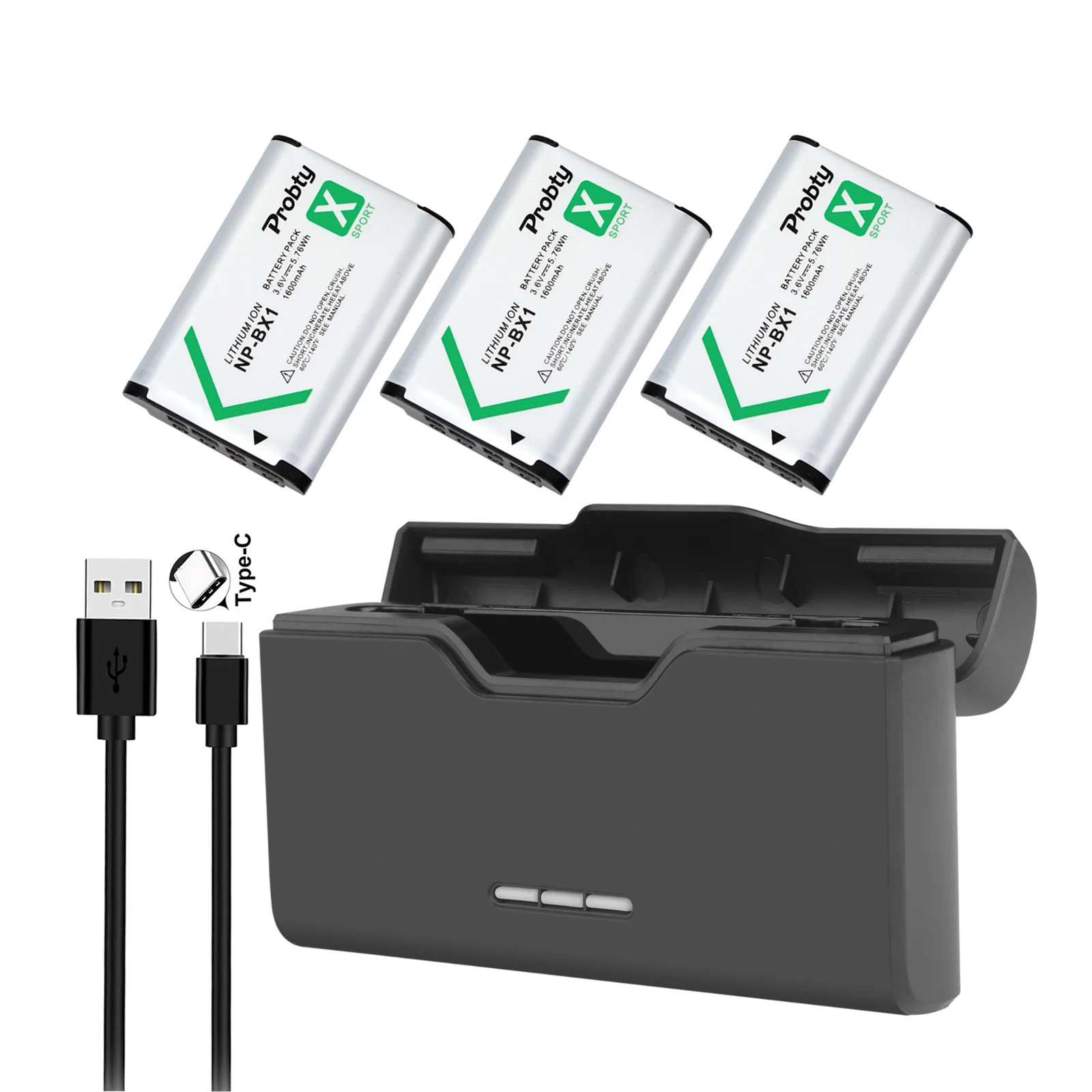 PATONA Batteria NP-BX1 NPBX1 BX1 con Slim USB-C Caricatore compatibile con Sony DSC-RX1 RX1R II DSC-HX50 DSC-HX60 DSC-HX300 DSC-HX400 DSC-WX500 DSC-RX100 II III IV V