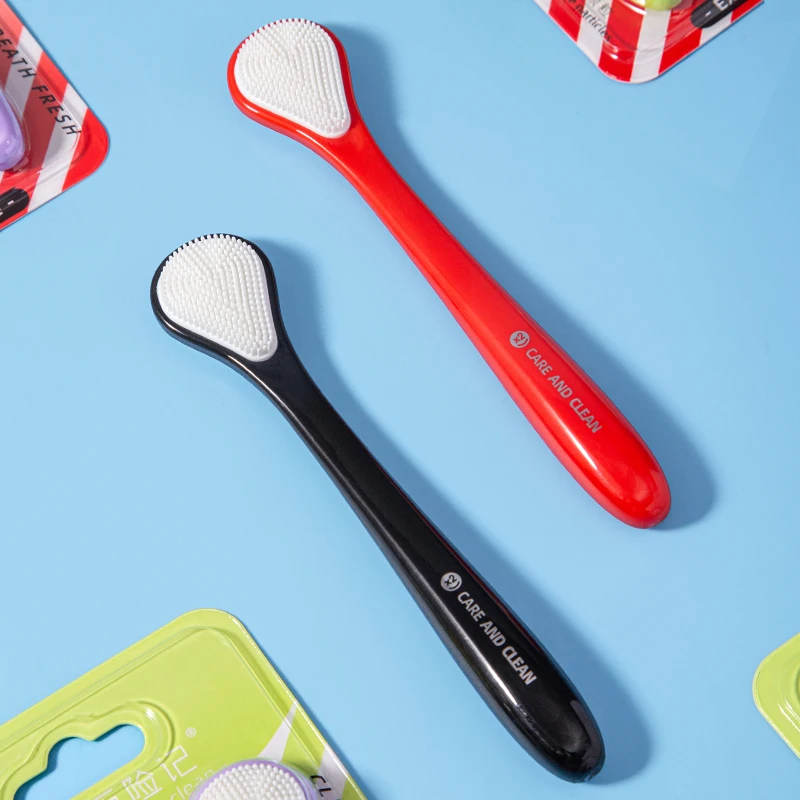 فرشاة تنظيف اللسان مكونة من قطعتين - مكشطة لسان على الوجهين، أرجواني ناعم، تحافظ على التنفس منعشًا، تزيل البلاك، مناسبة للأزواج، العناية بالأسنان، مقبض رائع، مادة مريحة، أساسية لعشاق الصحة