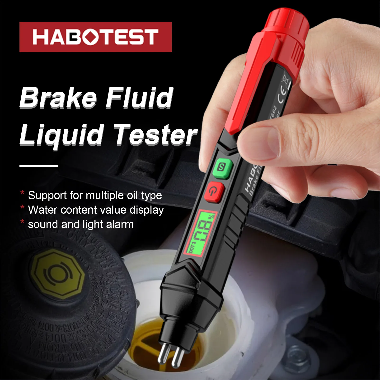 HABOTEST – testeur de liquide de frein HT662 LCD, stylo numérique de  détection d'huile de frein Automobile, détecteur de contenu de fluide de  frein Automobile avec alarme