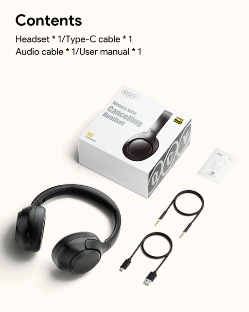 €29-€3 Promo Code:VTES03]QCY-auriculares inalámbricos H3 ANC, cascos por  encima de la oreja con Bluetooth 5,4, Audio de alta resolución, 43dB,  híbridos, cancelación activa de ruido, 60H - AliExpress