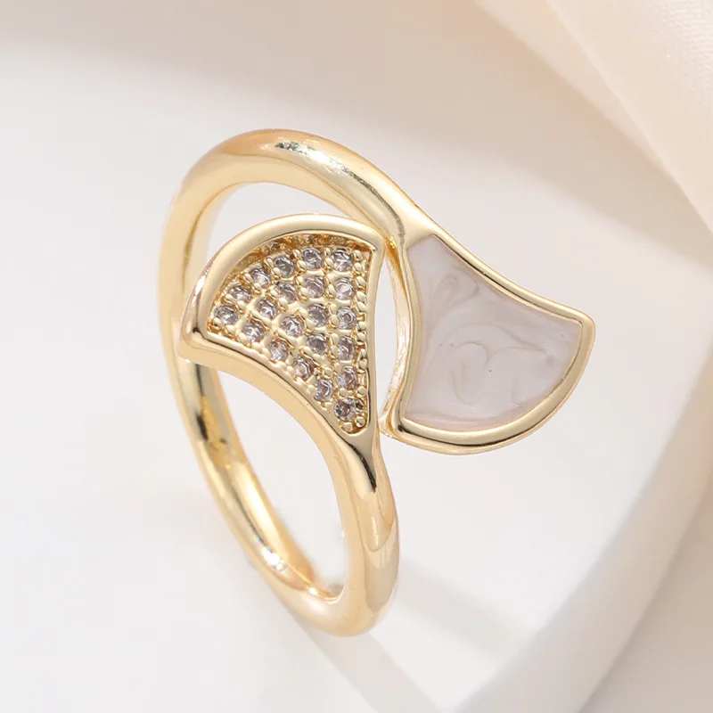 

Trend 2023 Zircon Open Rings For Women Light Gold Color Adjustable Finger Ring Aesthetic Jewelry Gift