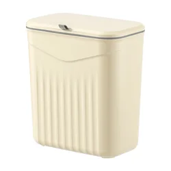 Compact Wall - Mounted Kitchen Trash Bin - Sleek White Design, Durable Plastic, Multi - Functional Storage (Yellow)