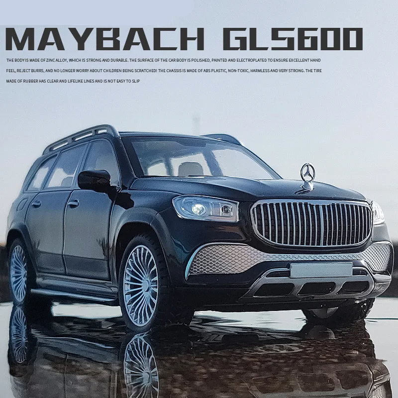 

Модель автомобиля Maybach GLS-Class GLS600 из сплава, литая металлическая Игрушечная модель автомобиля, имитация звука и светильник, подарок для детей, 1:24