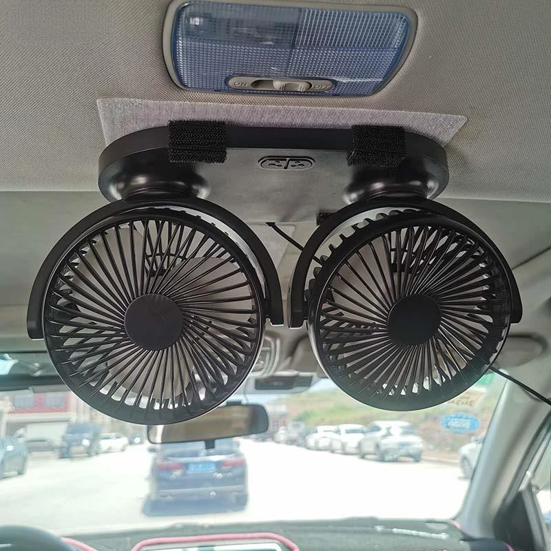 5V / 12v / 24V Car USB Fan Cooling Dual Head fan 3 Speeds Adjustable for Auto Cooler Air Accessories