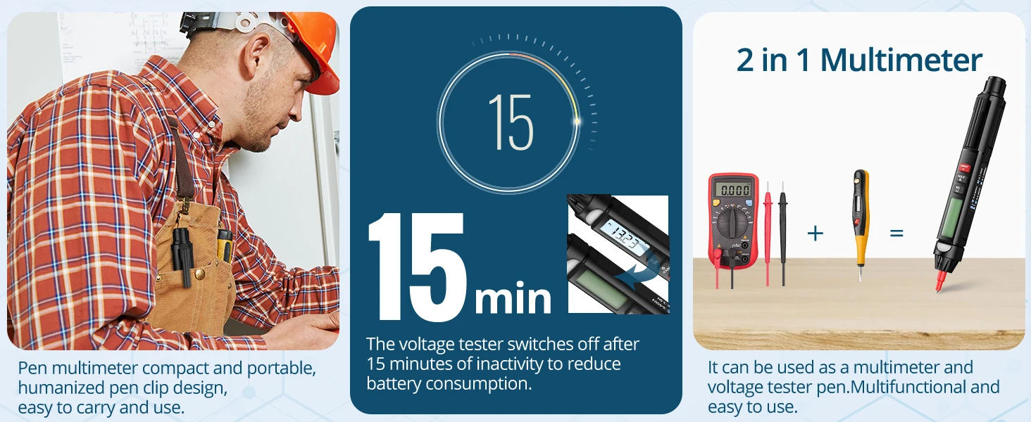 Voltage Tester Non Contact Voltage Tester Pen Type Digital Multimeter AC/DC Voltage/Live Wire