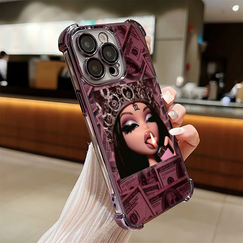 Anime Fashion Lovely Doll Bratz Plating Phone Case - Anti Airbag Protection