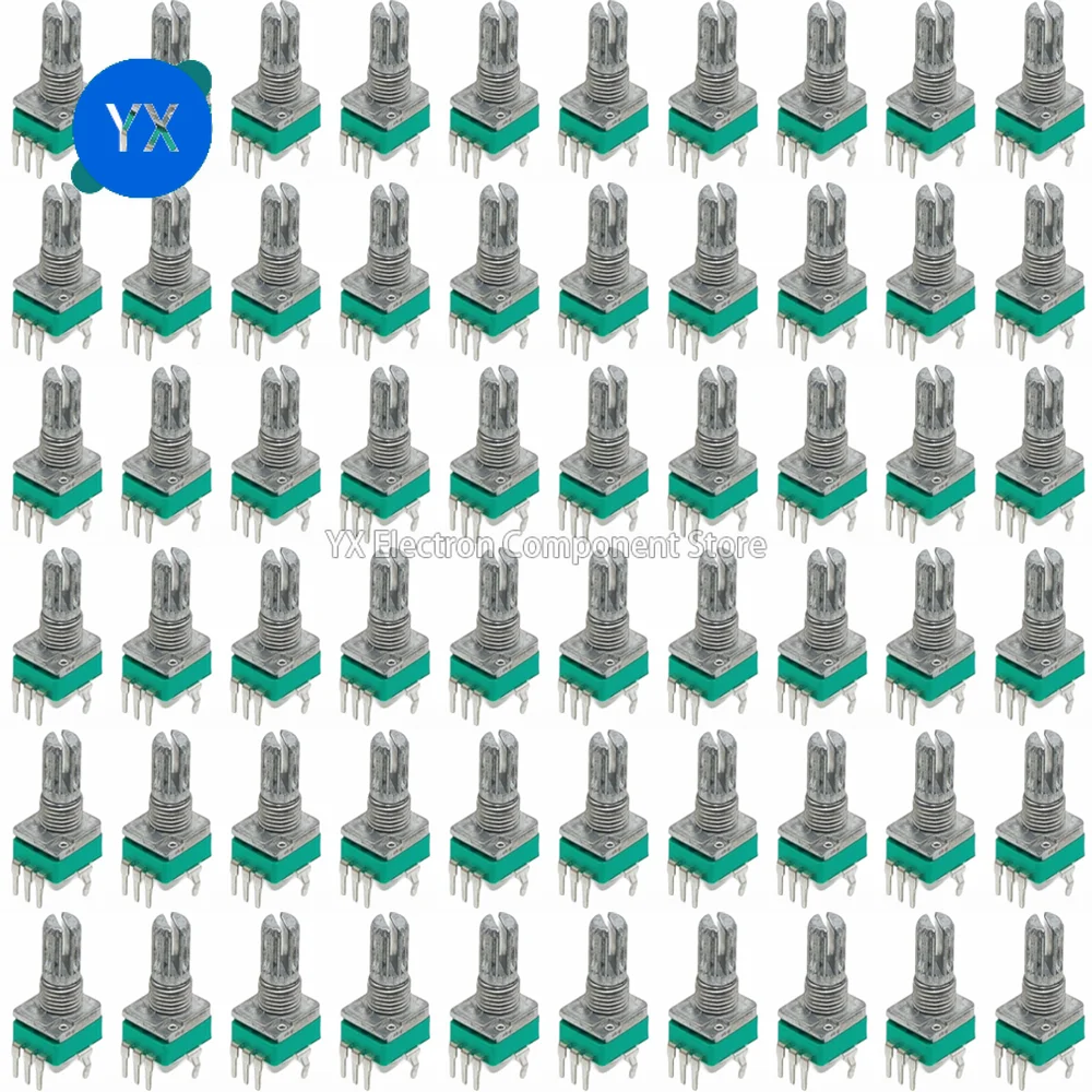 100PCS RK097 Precision Potentiometer Vertical Single Link Shank Length 15mm D-axis B2K B10K B20K B50K B100K B500K B1M