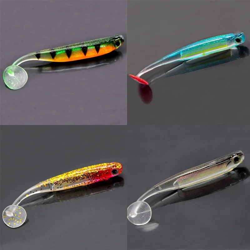 2 teile/los 7 cm/9 cm 2g/5g Wobbler Angeln Locken Regenbogen Shiner Köder T schwanz Bionic Weiche Silikon Künstliche Realistische Angelgerät