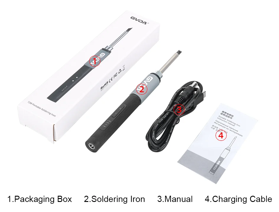 GVDA Tragbares Lötkolben-Set, Schweißreparaturwerkzeuge, elektrische Nacharbeitsstation, Tipps, Schweißer, Metallgehäuse, 3, Temperatur einstellbar – Detail 15