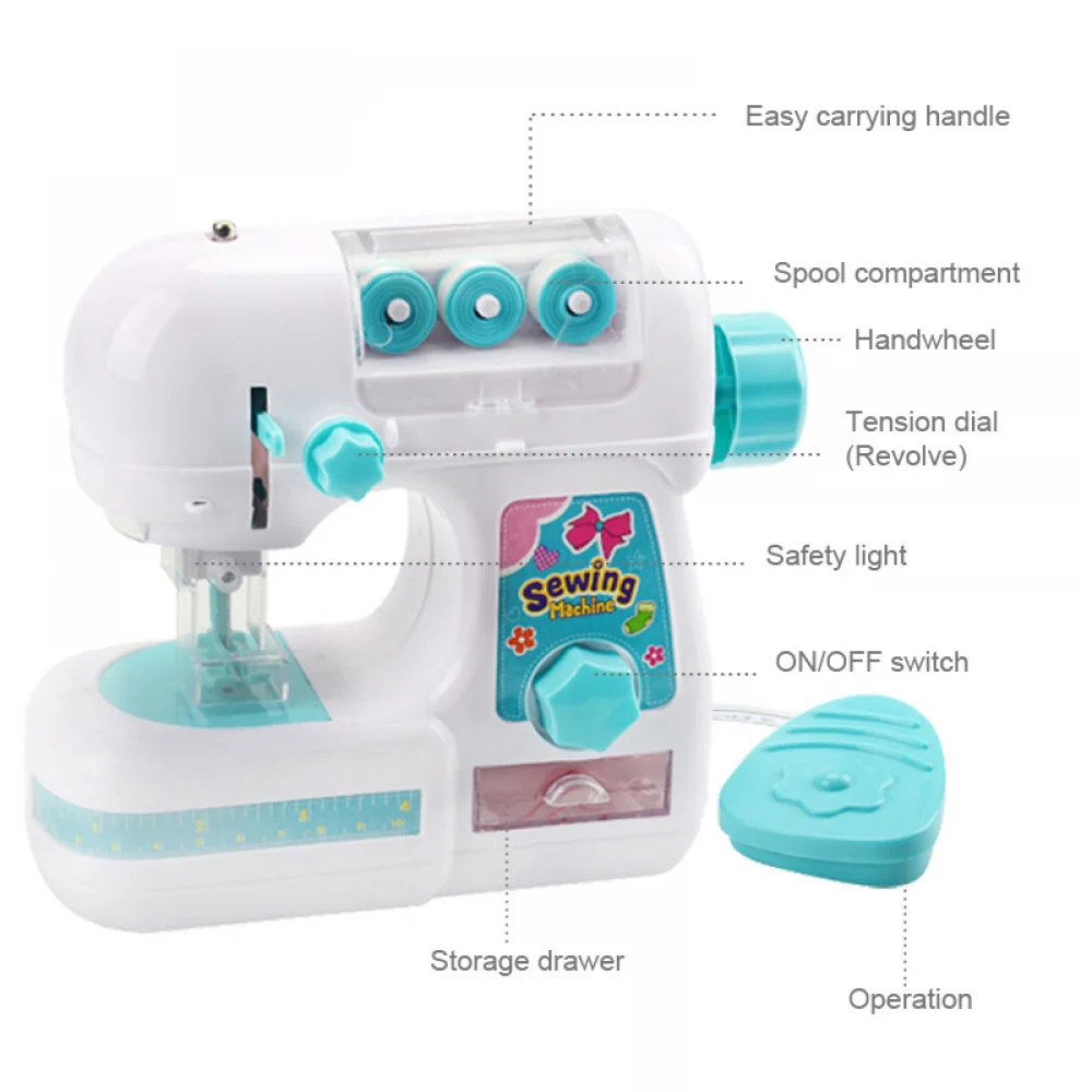 Kids Sewing Machine Toy Mini Furniture Toy Educational Learning Design Clothing Creative Gift Girls