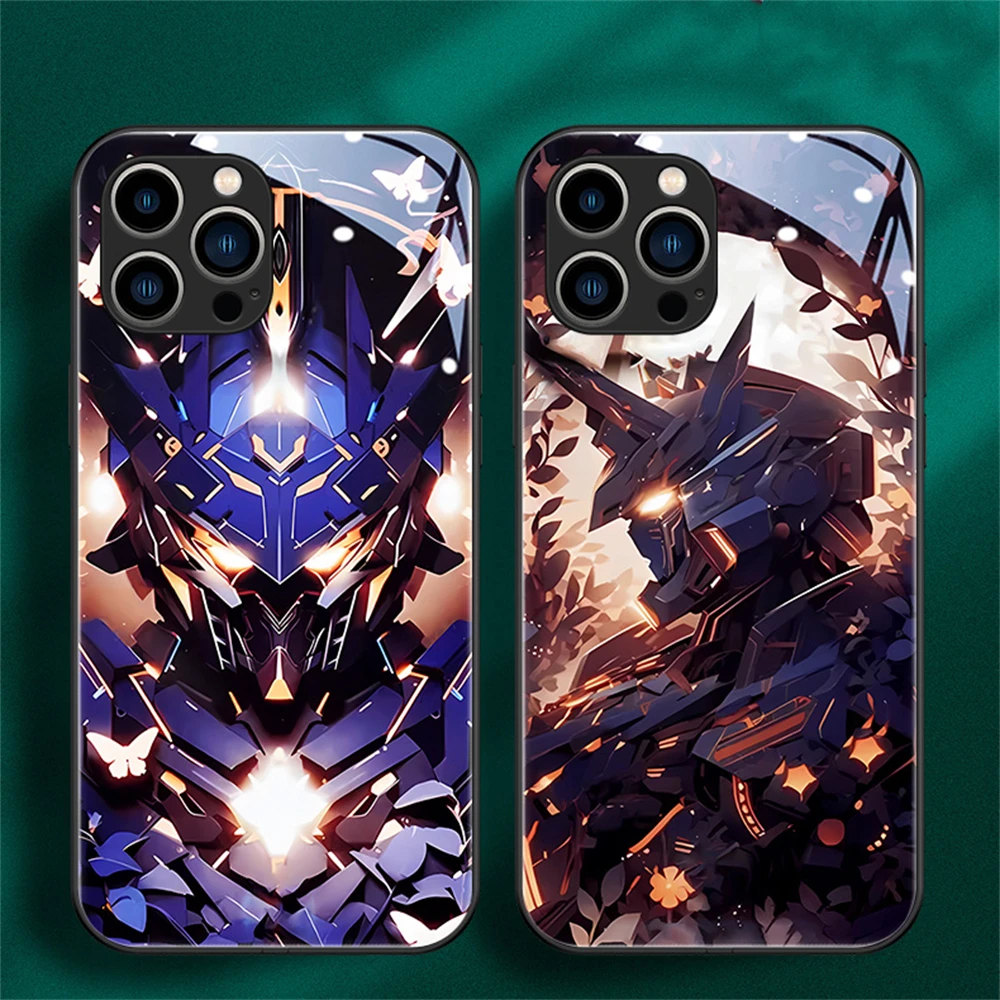 

Super Armor Pattern Smart LED Light Glow Tempered Glass Phone Case For Samsung S24 S23 S22 S21 S20 FE Note20 Plus Ultra A54 A14