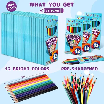 Premium color pencils, soft core, 288 count, 12 color pre-sharpened color pencils in bulk 2