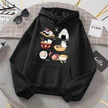 

Sushi Cat's Day Harajuku Print Hoodies Womens New Loose Fleece Hoodie Autumn Fleece Sweatshirt Casual O-Neck Clothing Female