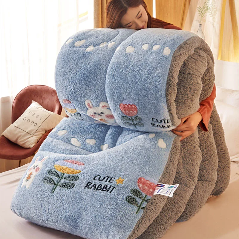 Double Side Polyester Cashmere Comforter Colorful Winter Sherpa Quilt  Thickened Warm Blanket Lamb Wool Queen Full Size Duvet - AliExpress