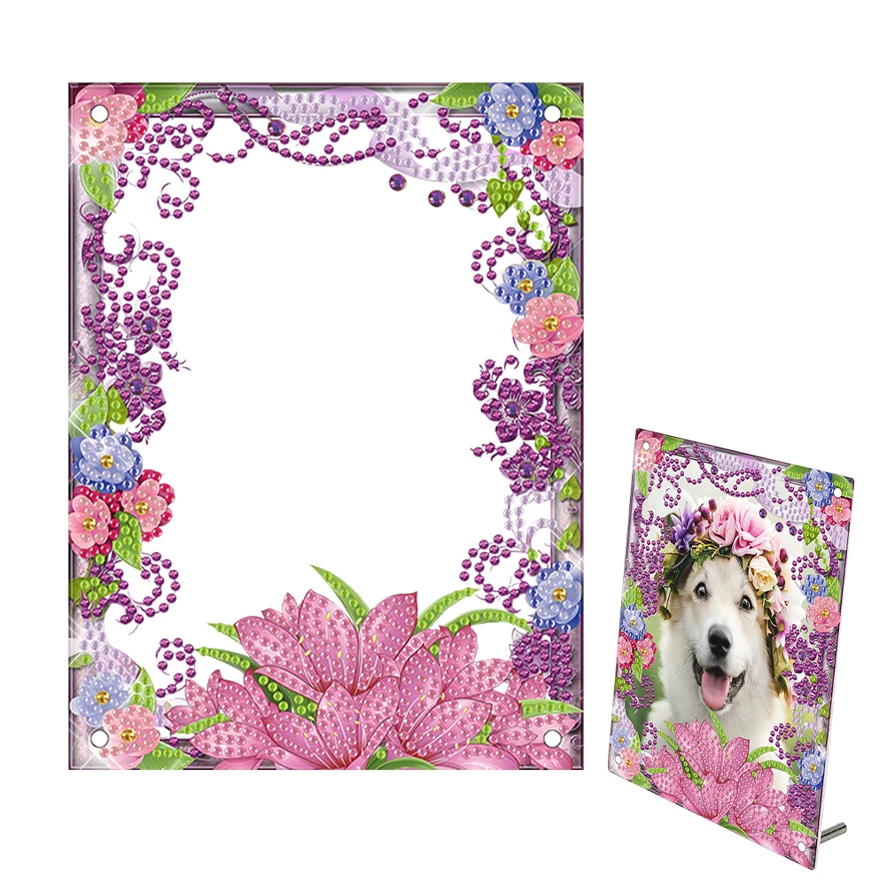 Special Shape Lily Rhinestone Tabletop Photo Frame Kit Table Top Diamond Painting Frame Kits Desktop Diamond Photo Frame Kits